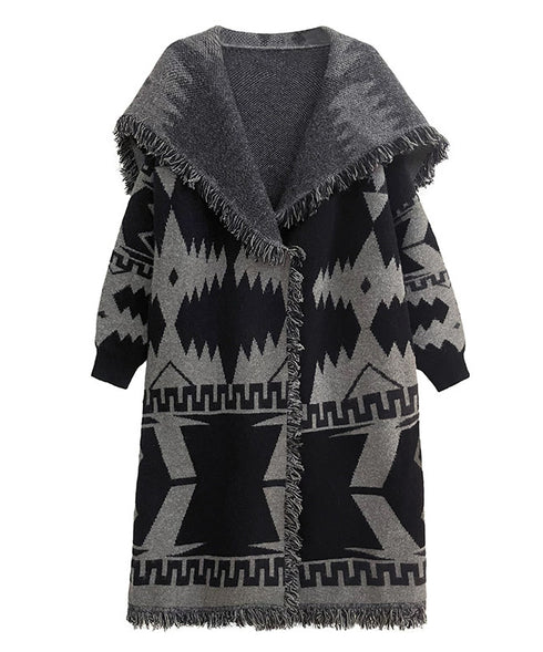 Fringe Pattern Long Coat